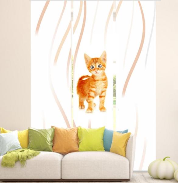 Bella Katzenbaby Flächenvorhang - 3teiliges Set Flächenvorhang 3er Set, Schiebegardine, Schiebegardinen, blickdicht, Flächenvorhang blickdicht, Schiebevorhang,